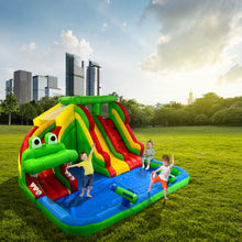 Load image into Gallery viewer, YARD Crocodile Inflatable Water Slide Pool Game for Kids with Blower