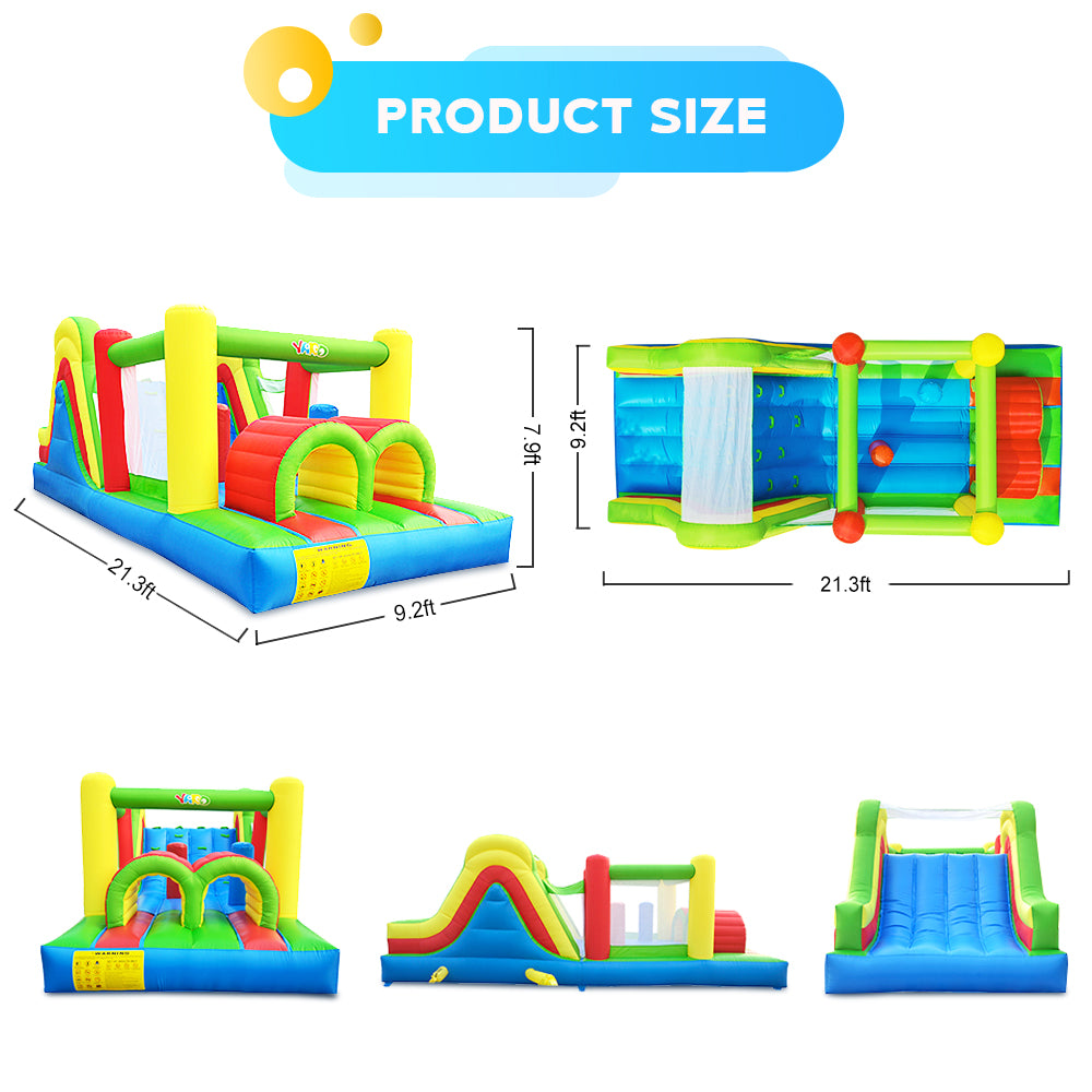 YARD Rainbow Inflatable Obstacle Course Bounce House with Blower ...